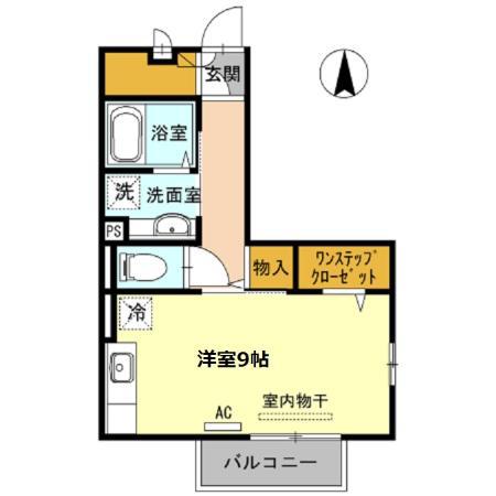 エスポワール(ワンルーム/2階)の間取り写真