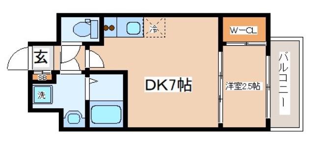 セレニテ神戸西エクラ(1DK/7階)の間取り写真
