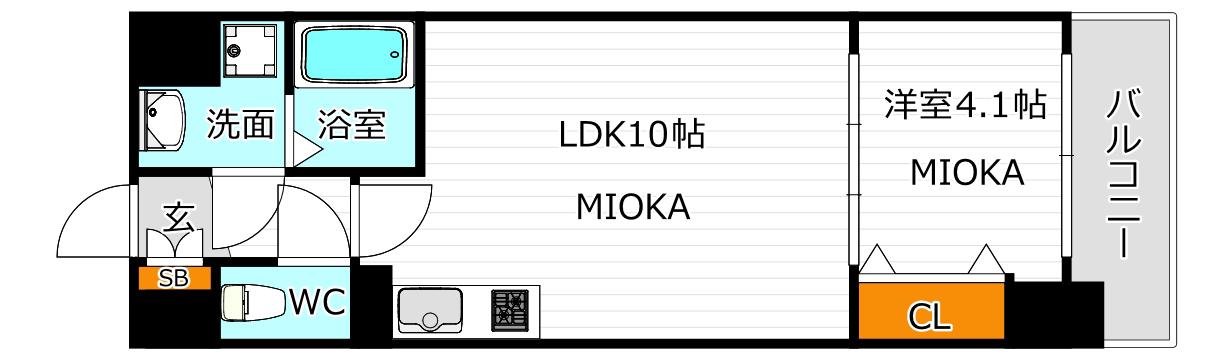 AND TERRACE天王寺(1LDK/4階)の間取り写真