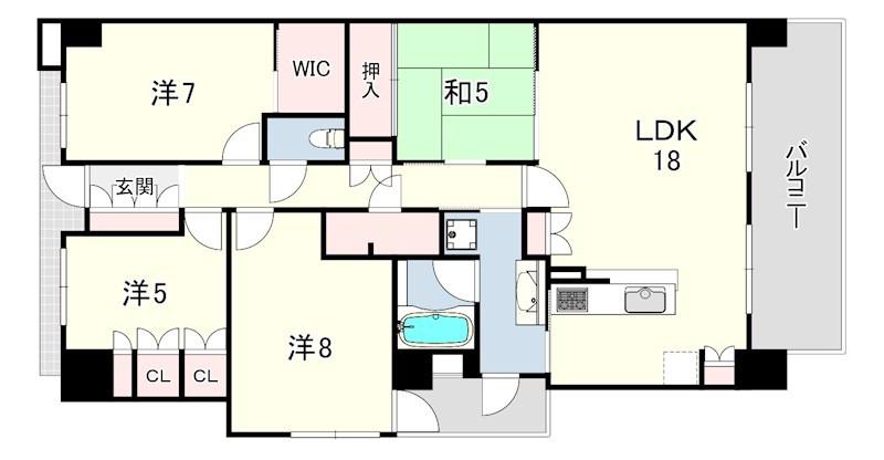 ルネ神戸星陵台(4LDK/4階)の間取り写真
