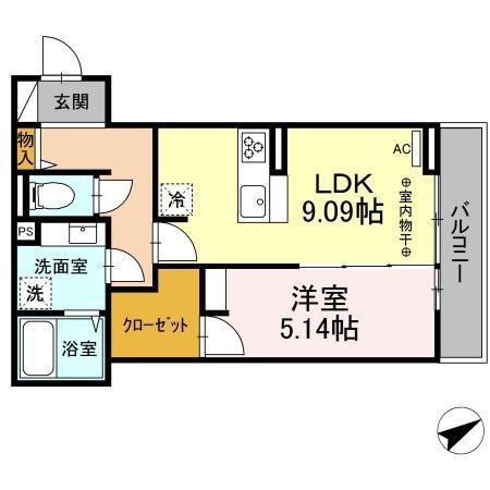 ムーンヒルズ・T(1LDK/2階)の間取り写真