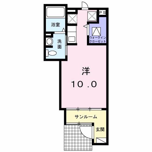 ASHADE(ワンルーム/1階)の間取り写真