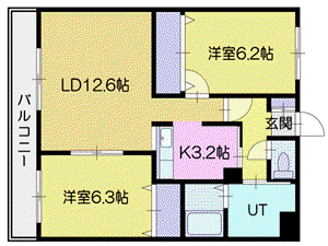 グランミュール(2LDK/1階)の間取り写真