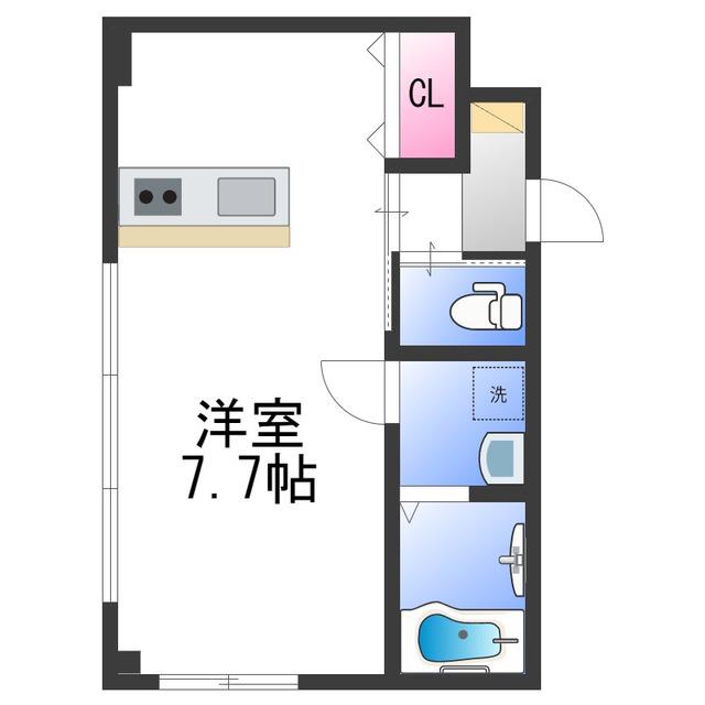 グッドマウンテン上町(1K/2階)の間取り写真