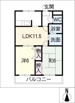 ライフシャトー(2LDK/2階)の間取り写真