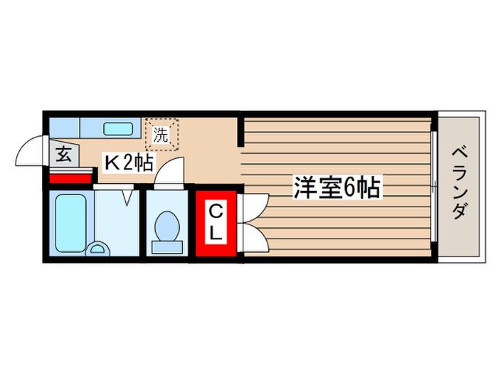 ハウスオブアリス(1K/1階)の間取り写真