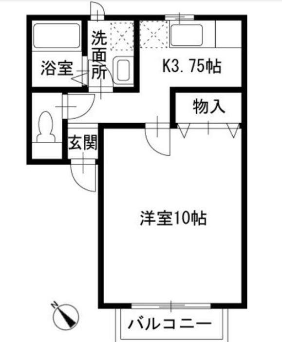 プラネッツ湘南(1K/2階)の間取り写真