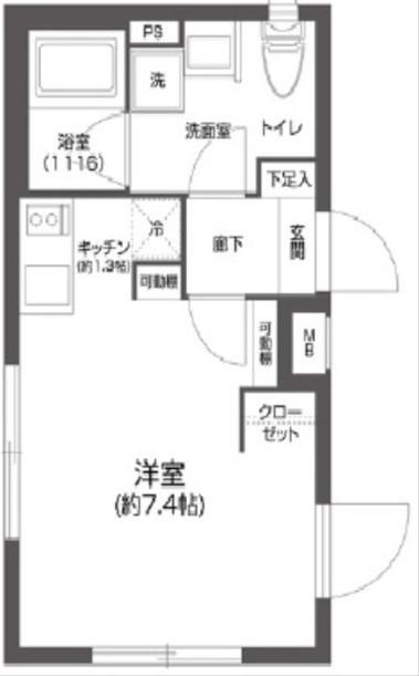 プラティーク森下(ワンルーム/2階)の間取り写真