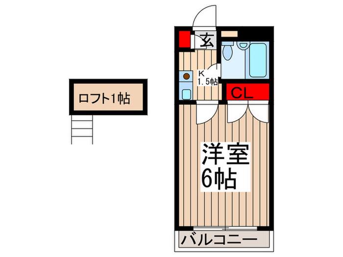 ベルトピア吹上3(1K/2階)の間取り写真