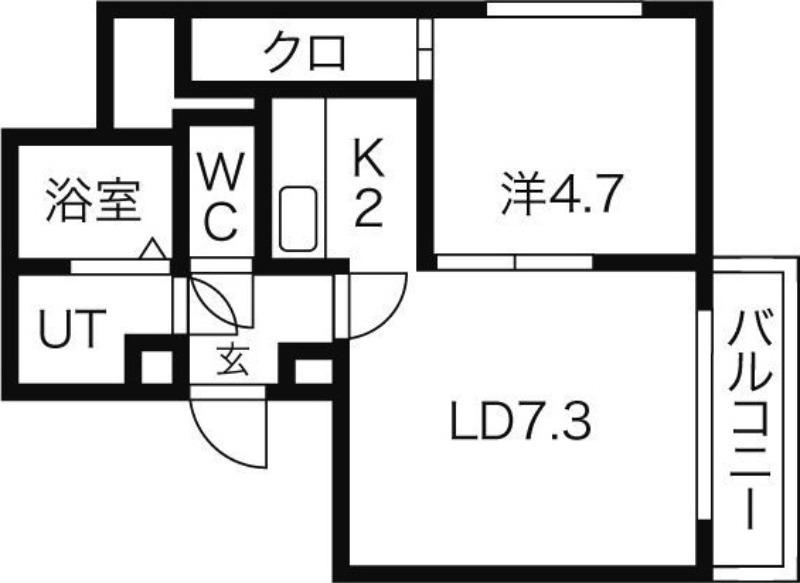カハラコートファースト(1LDK/6階)の間取り写真