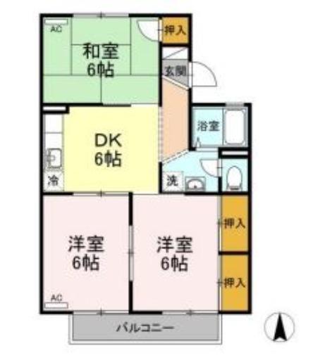 ジョイファミリー総社 B(3DK/2階)の間取り写真