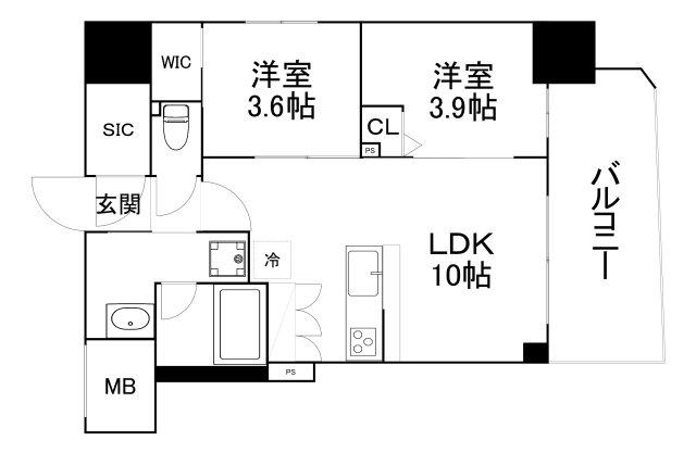 コンフォリア・リヴ大阪本町(2LDK/8階)の間取り写真