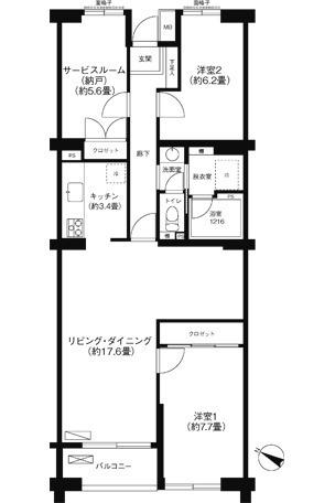 ガーデンテラス宮崎台(2SLDK/1階)の間取り写真