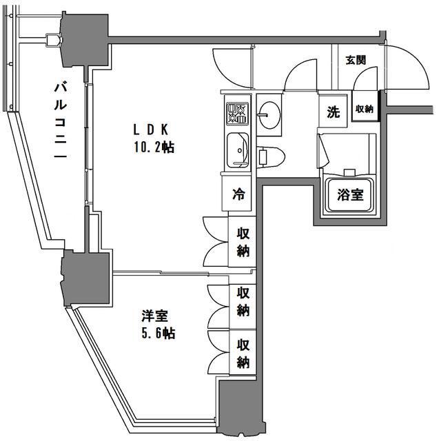 シティタワー新宿新都心(1DK/6階)の間取り写真
