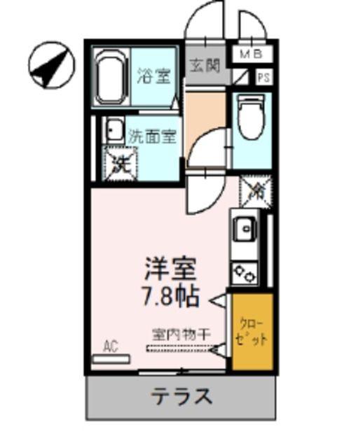クレシア東川口(ワンルーム/1階)の間取り写真