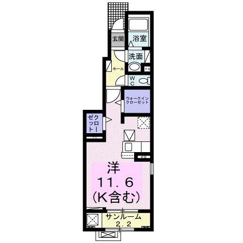 リンデンハイム II(ワンルーム/1階)の間取り写真