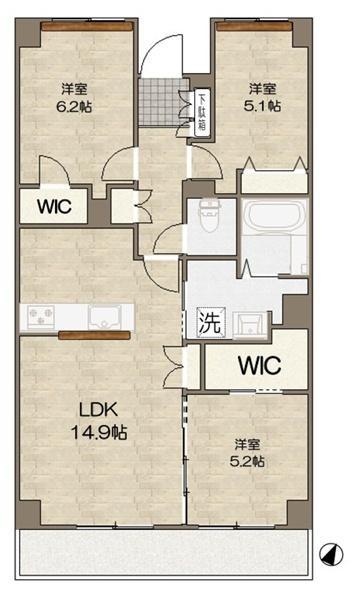 クロス大宮(3LDK/5階)の間取り写真