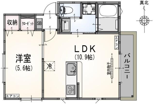 サンライズ大山II(1LDK/2階)の間取り写真