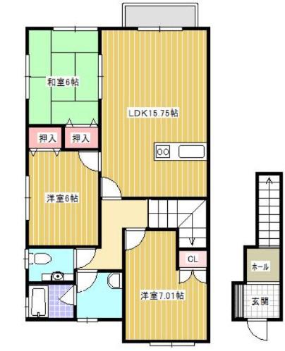 フローピア(3LDK/2階)の間取り写真
