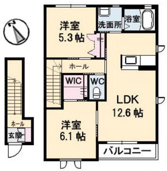 ラ ブリーゼ(2LDK/2階)の間取り写真