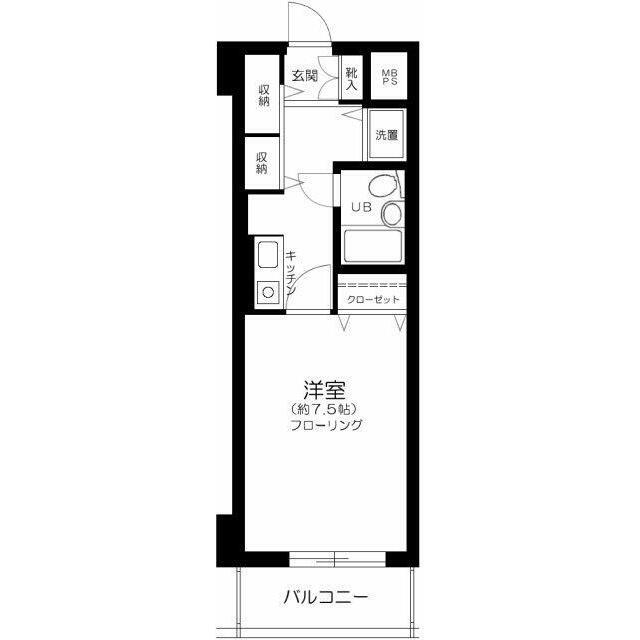 ライオンズマンション高津(1K/4階)の間取り写真