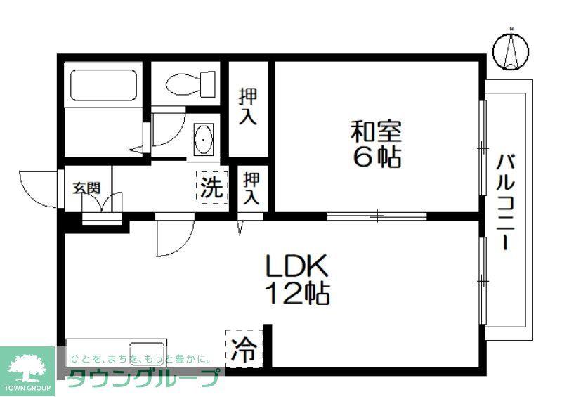 PEARサンビレッジ北中沢B B(1LDK/2階)の間取り写真