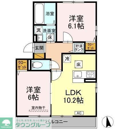 サンボナール(2LDK/1階)の間取り写真