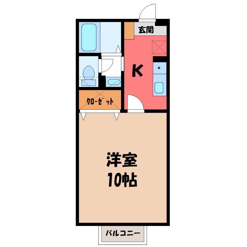 リビングタウン上並榎B(1K/1階)の間取り写真