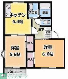 フレグランス岸(2DK/2階)の間取り写真