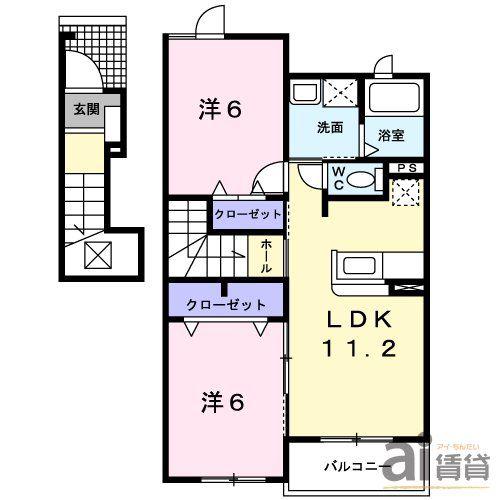 VENITEVENITEI(1LDK/2階)の間取り写真