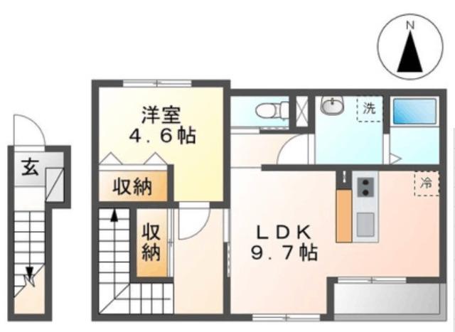 リベラル(1LDK/2階)の間取り写真