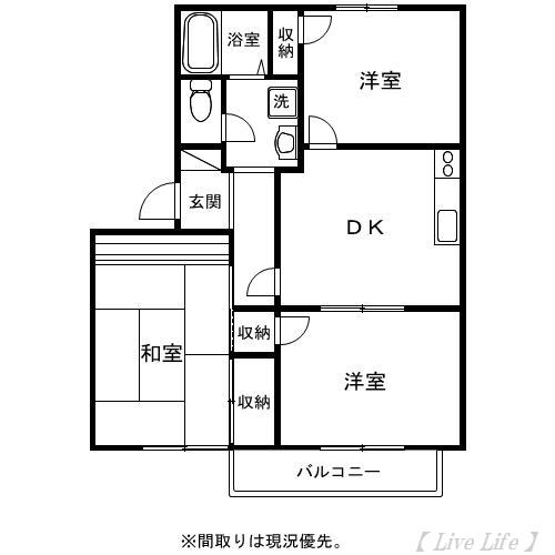 ローゼヒダカC(3DK/2階)の間取り写真