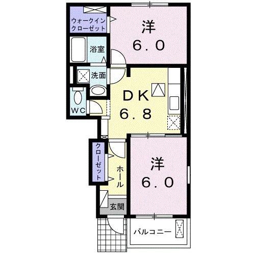 ハイツ神田町(2DK/1階)の間取り写真