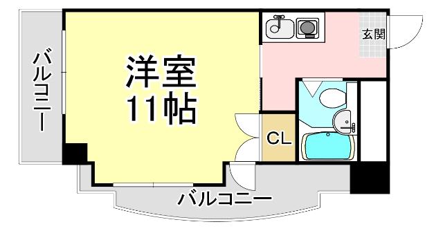 第4エルザビル(1K/9階)の間取り写真