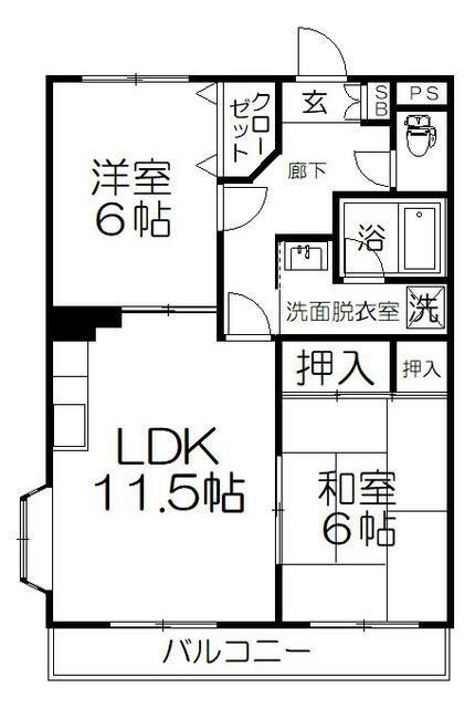 シティコート宮原(2LDK/1階)の間取り写真