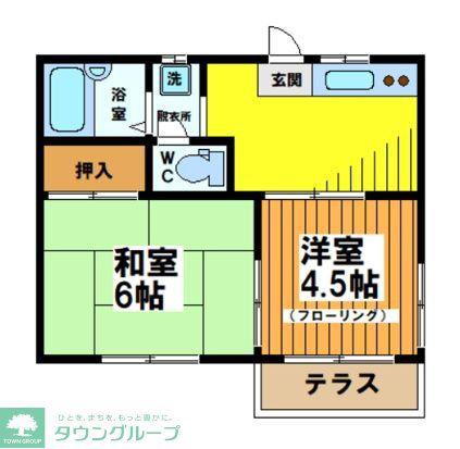 ヴィラ浜田山(2K/1階)の間取り写真