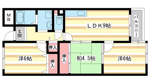 ライフコート萩の台(3LDK/1階)の間取り写真