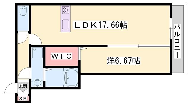 アイリープラザ上ノ丸(1LDK/2階)の間取り写真