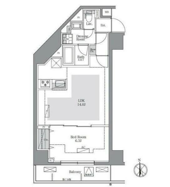ラグゼナ八王子南町(1LDK/12階)の間取り写真