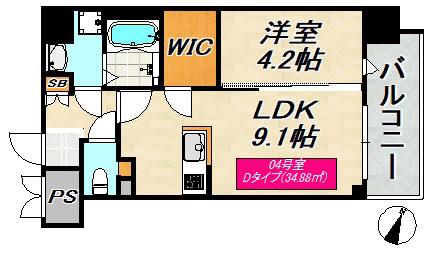 SDグランツ神戸PENINSULA(1LDK/9階)の間取り写真