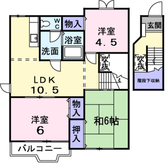 シャトー竹島(3LDK/2階)の間取り写真