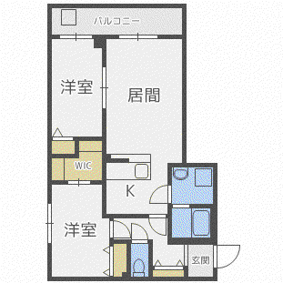 フェリジータ宮ヶ丘(2LDK/2階)の間取り写真