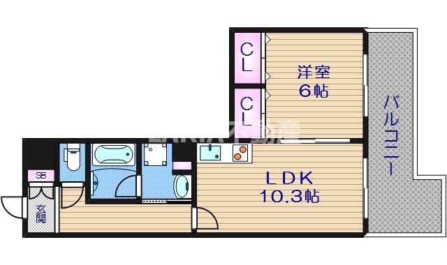 サージュ天王寺(1LDK/8階)の間取り写真