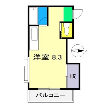 ハイツ六泉II(ワンルーム/4階)の間取り写真