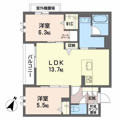 スペラジョルノ(2LDK/2階)の間取り写真