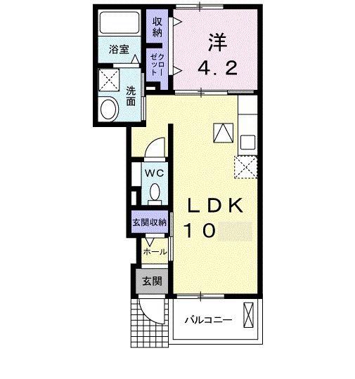 ブルゴーニュA(1LDK/1階)の間取り写真