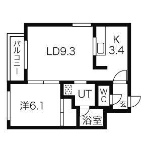 サンライズN25(1LDK/1階)の間取り写真