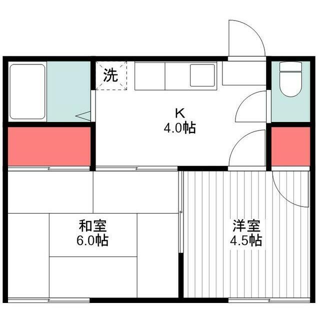 カーサ小田原(2K/2階)の間取り写真