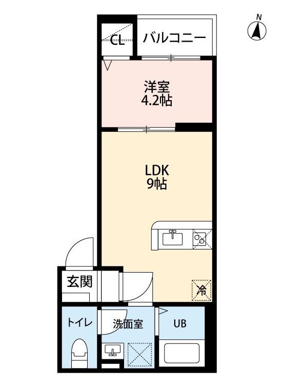 PLUM FIELD六番町(1LDK/2階)の間取り写真