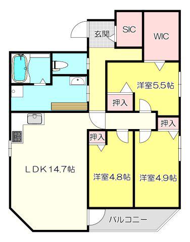 URBAN HILLS 東小橋(1K/4階)の間取り写真